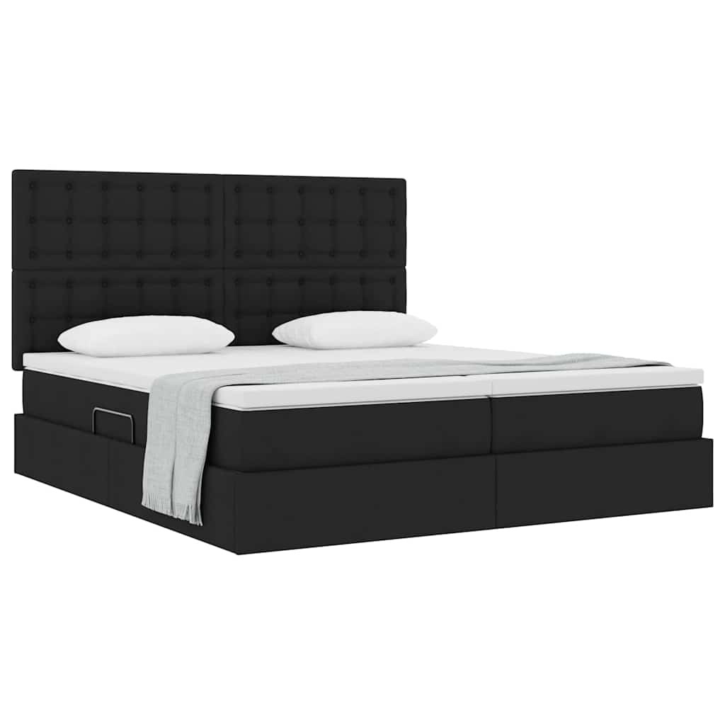 Letto con Contenitore con testiera Nero 200 x 200 cm Tessuto | homemem39