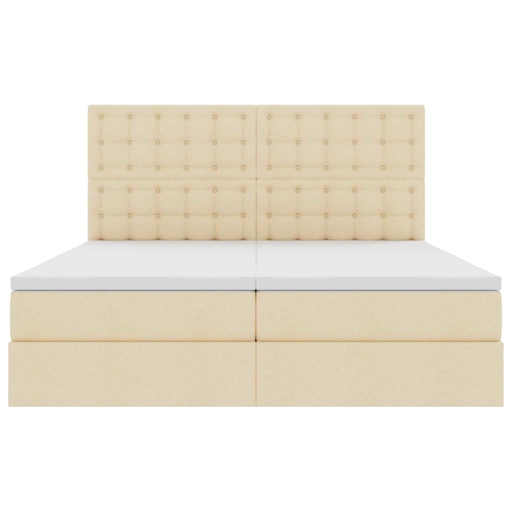 Letto con Contenitore con testiera Crema 200 x 200 cm Tessuto | homemem39