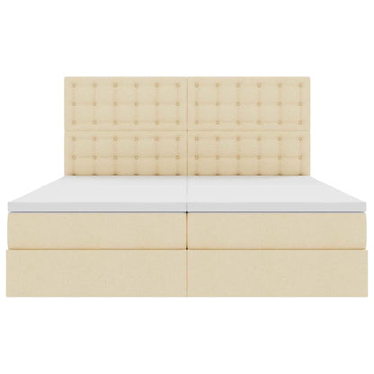 Letto con Contenitore con testiera Crema 200 x 200 cm Tessuto | homemem39