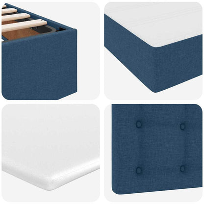 Letto con Contenitore con testiera Blu 200 x 200 cm Tessuto | homemem39