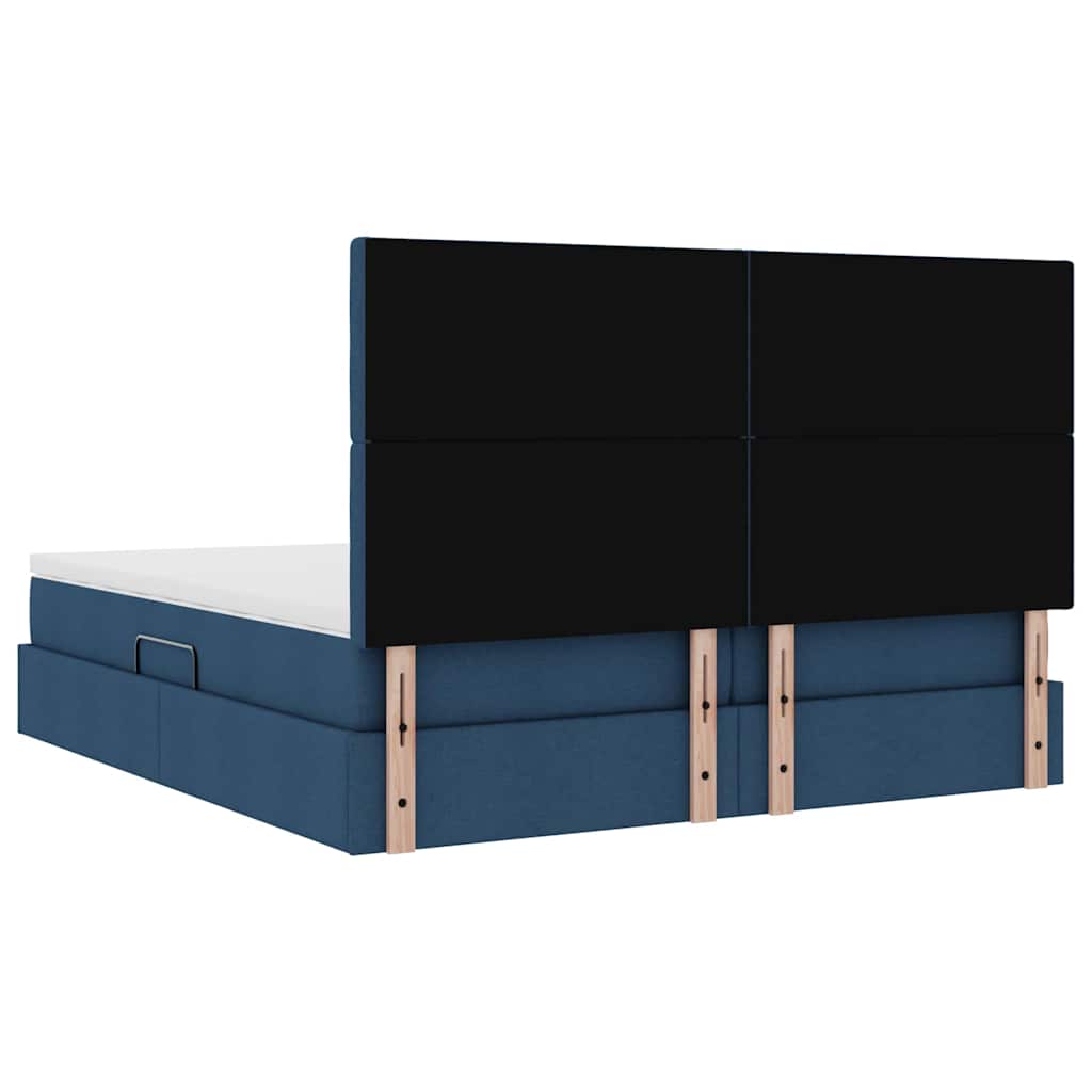 Letto con Contenitore con testiera Blu 200 x 200 cm Tessuto | homemem39