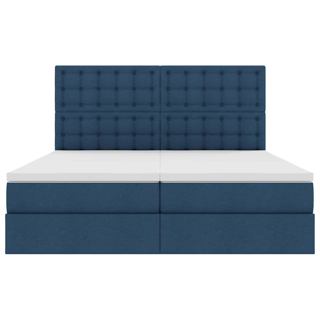 Letto con Contenitore con testiera Blu 200 x 200 cm Tessuto | homemem39
