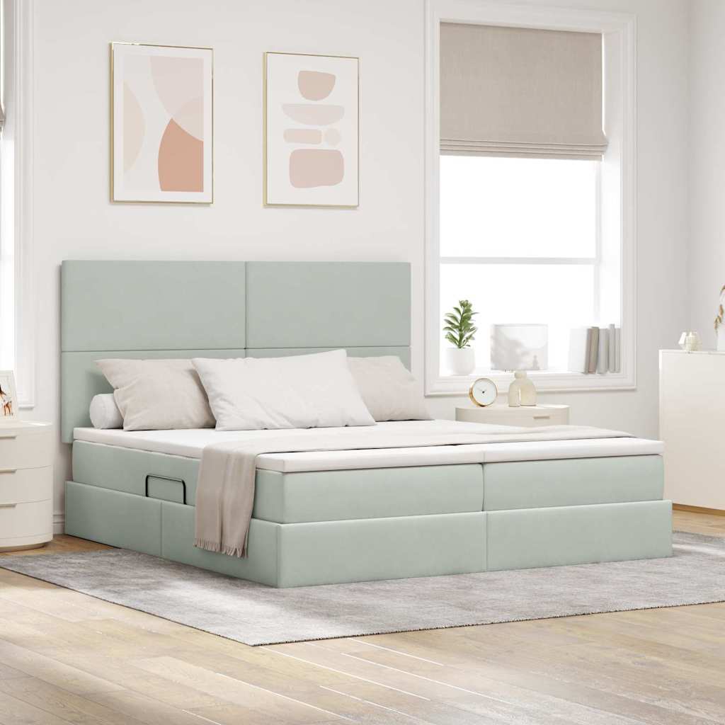 Letto con Contenitore Grigio chiaro 180 x 200 cm Velluto | homemem39