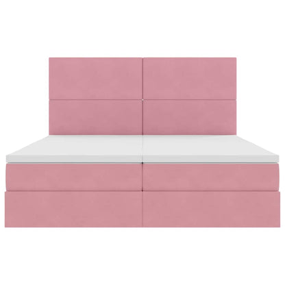 Letto con Contenitore con testiera Rosa 180 x 200 cm Velluto | homemem39