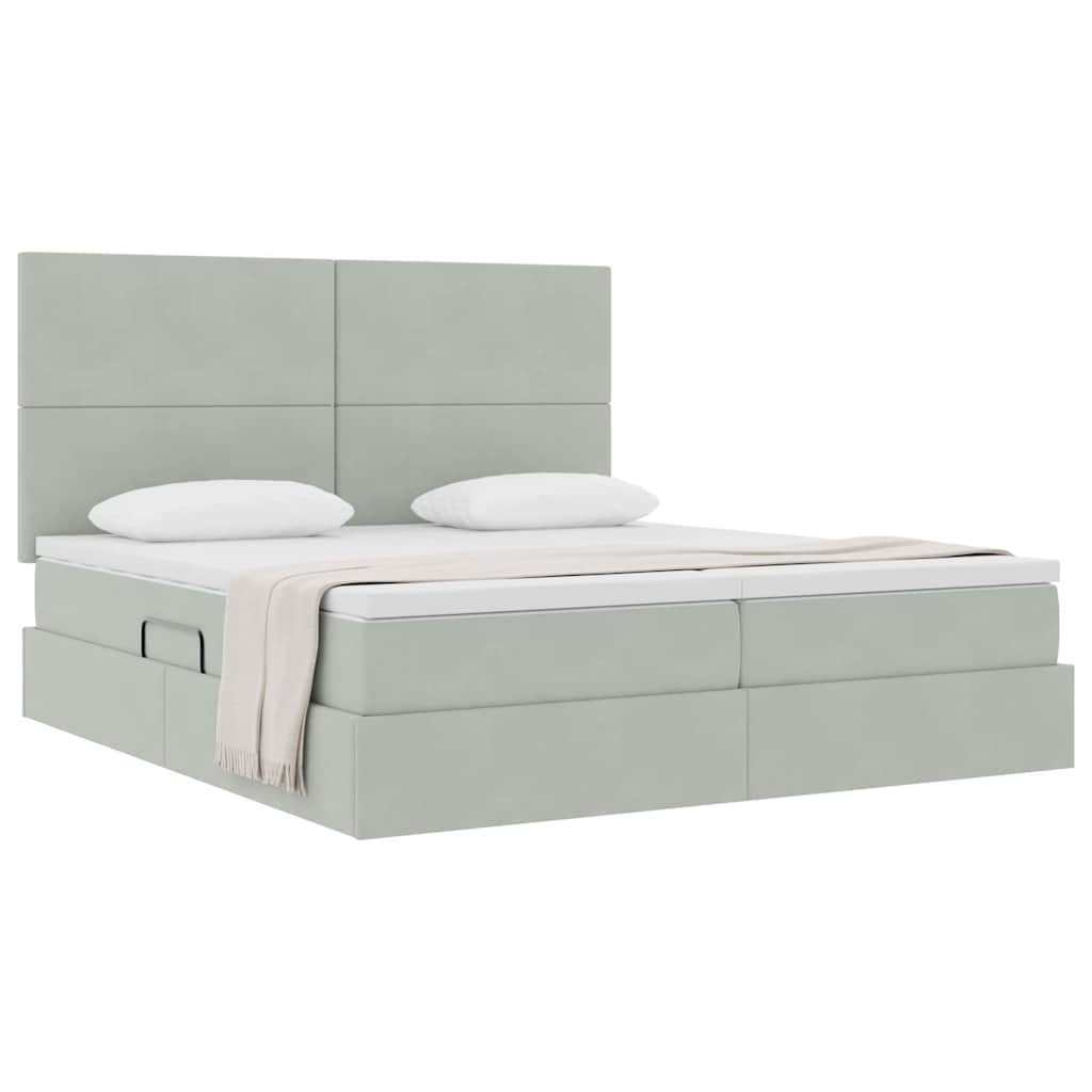 Letto con Contenitore Grigio chiaro 200 x 200 cm Velluto | homemem39