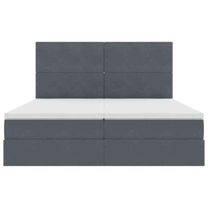 Letto con Contenitore Grigio scuro 200 x 200 cm Velluto | homemem39