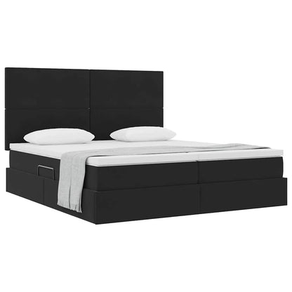 Letto con Contenitore con testiera Nero 200 x 200 cm Velluto | homemem39