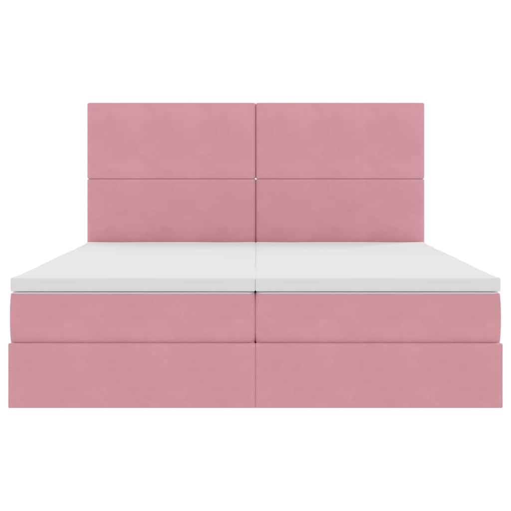 Letto con Contenitore con testiera Rosa 200 x 200 cm Velluto | homemem39