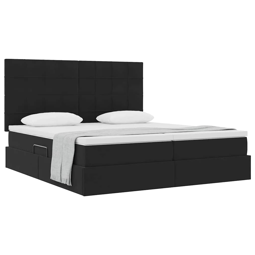 Letto con Contenitore con testiera Nero 180 x 200 cm Velluto | homemem39