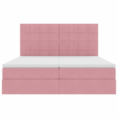 Letto con Contenitore con testiera Rosa 180 x 200 cm Velluto | homemem39
