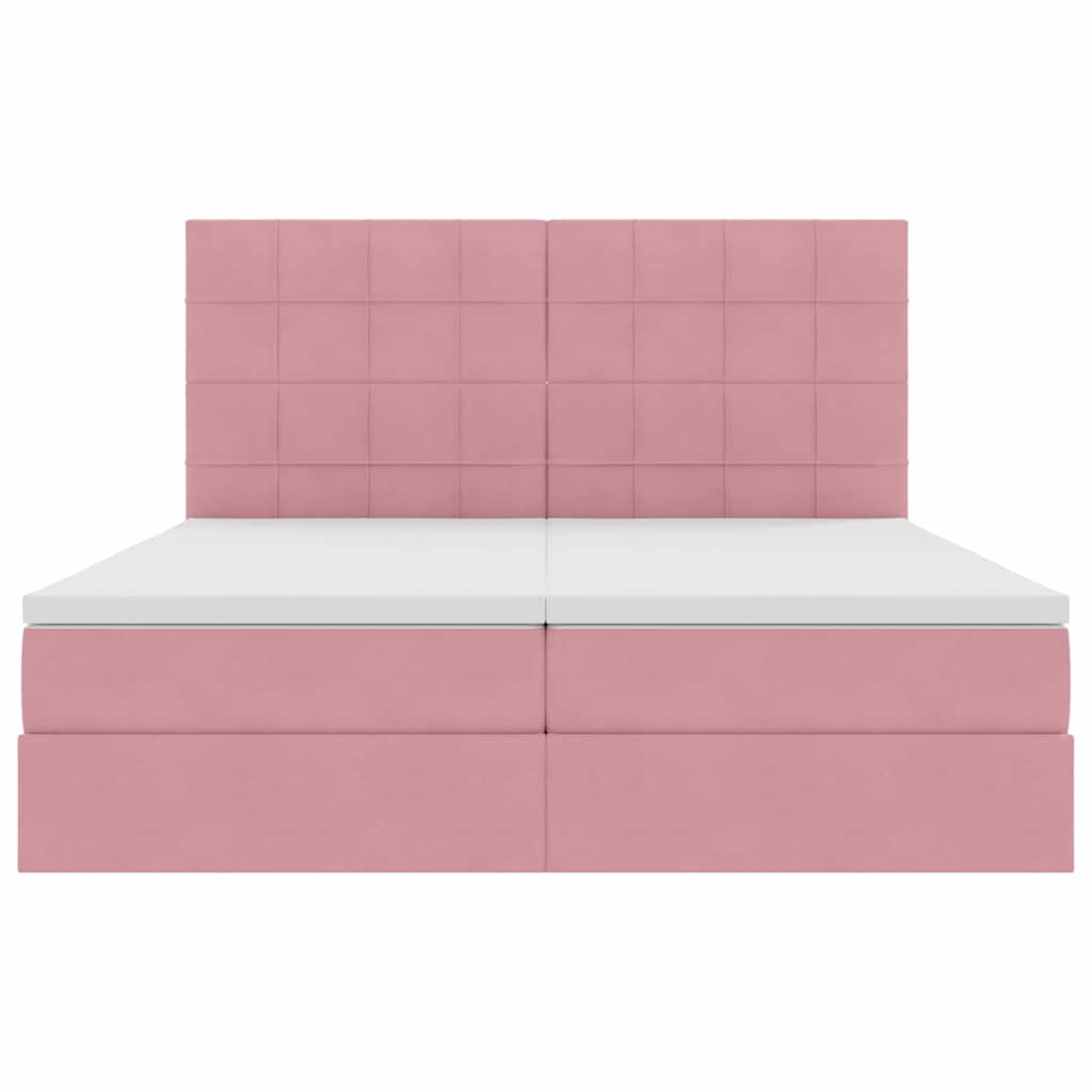 Letto con Contenitore con testiera Rosa 200 x 200 cm Velluto | homemem39
