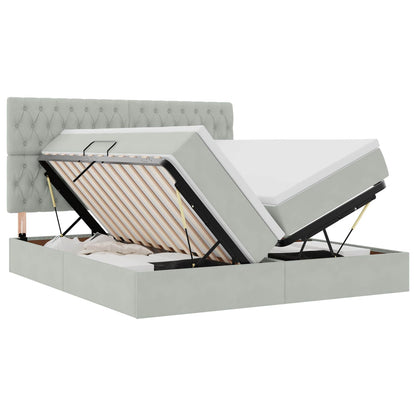 Letto con Contenitore Grigio chiaro 180 x 200 cm Velluto | homemem39
