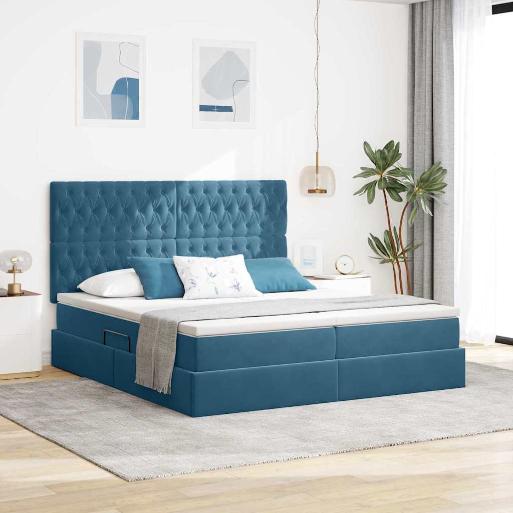 Letto con Contenitore Blu Scuro 180 x 200 cm Velluto