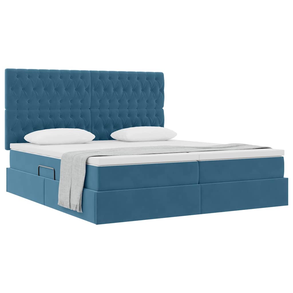 Letto con Contenitore Blu Scuro 180 x 200 cm Velluto