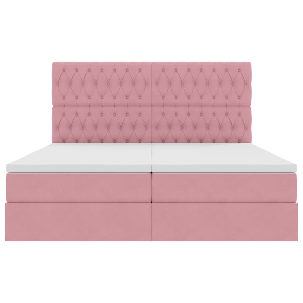 Letto con Contenitore con testiera Rosa 180 x 200 cm Velluto | homemem39