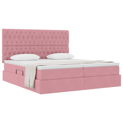 Letto con Contenitore con testiera Rosa 180 x 200 cm Velluto | homemem39
