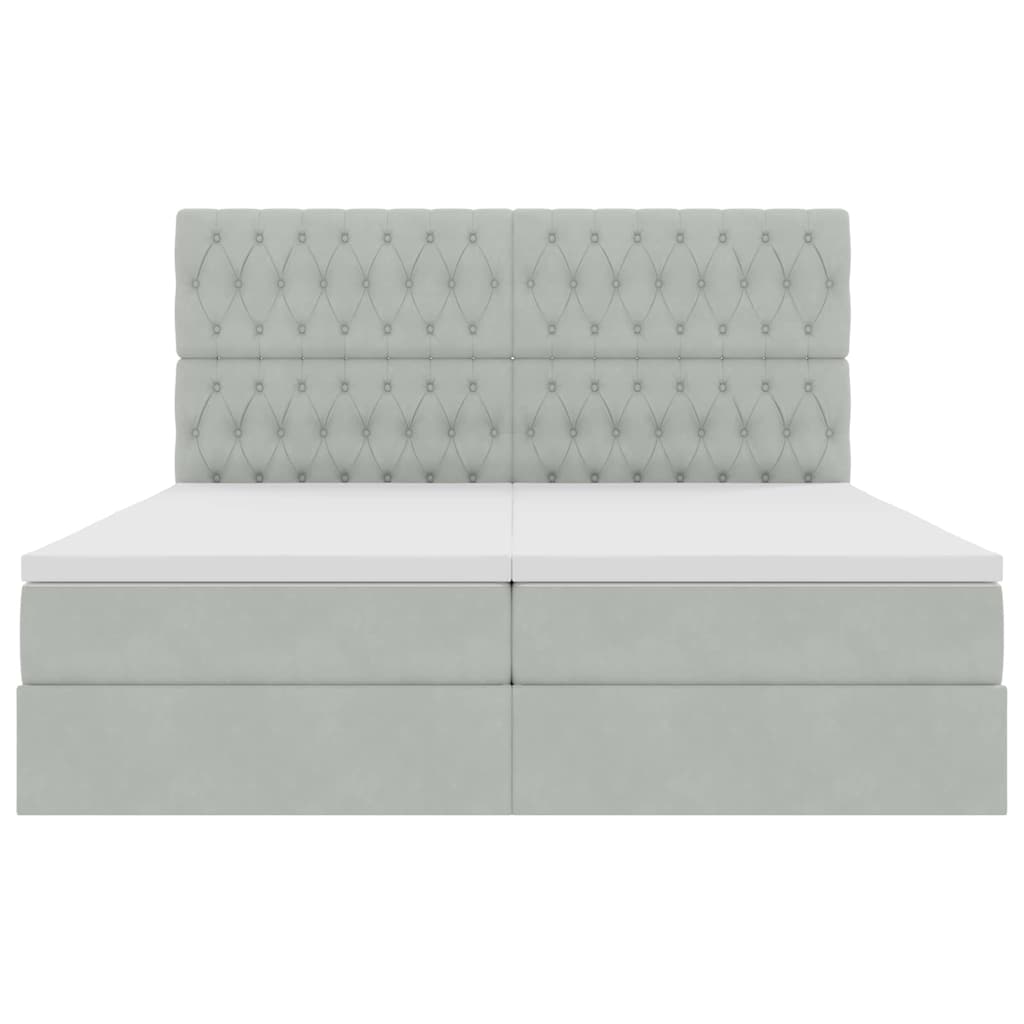 Letto con Contenitore Grigio chiaro 200 x 200 cm Velluto | homemem39