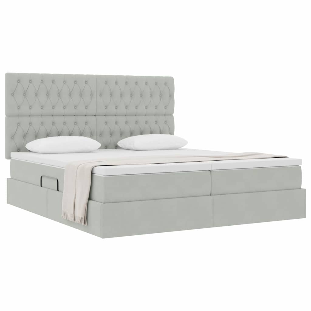 Letto con Contenitore Grigio chiaro 200 x 200 cm Velluto | homemem39