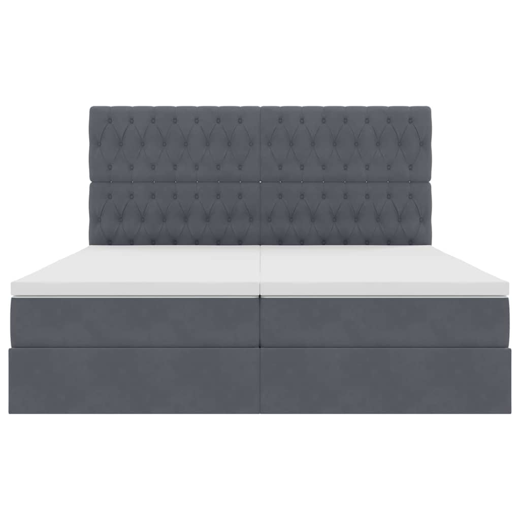 Letto con Contenitore Grigio scuro 200 x 200 cm Velluto | homemem39