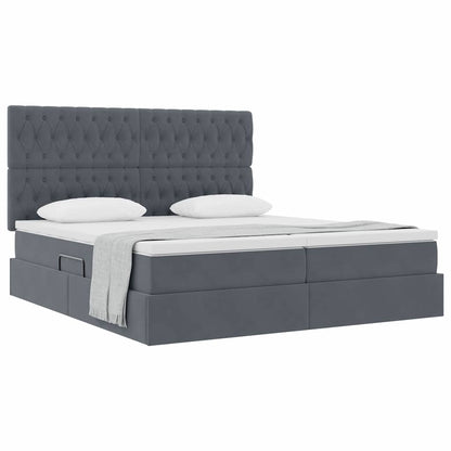 Letto con Contenitore Grigio scuro 200 x 200 cm Velluto | homemem39