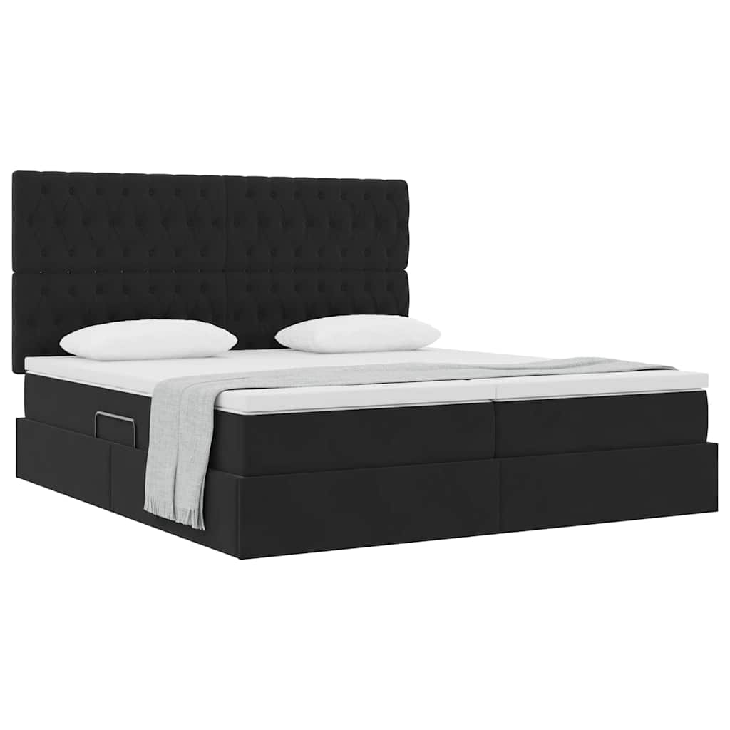 Letto con Contenitore con testiera Nero 200 x 200 cm Velluto | homemem39