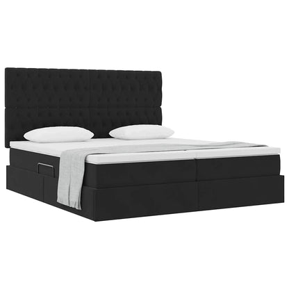Letto con Contenitore con testiera Nero 200 x 200 cm Velluto | homemem39