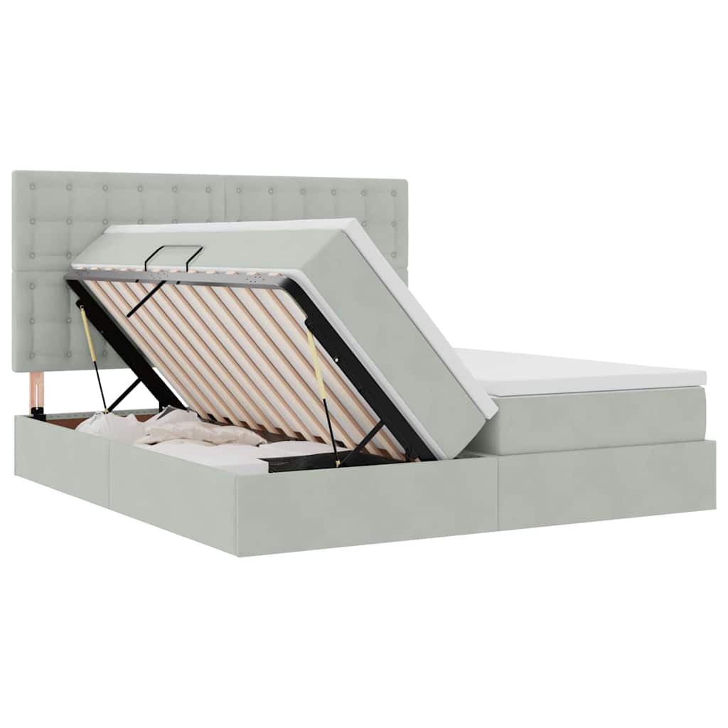 Letto con Contenitore Grigio chiaro 180 x 200 cm Velluto | homemem39