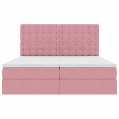 Letto con Contenitore con testiera Rosa 180 x 200 cm Velluto | homemem39