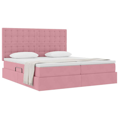 Letto con Contenitore con testiera Rosa 180 x 200 cm Velluto | homemem39
