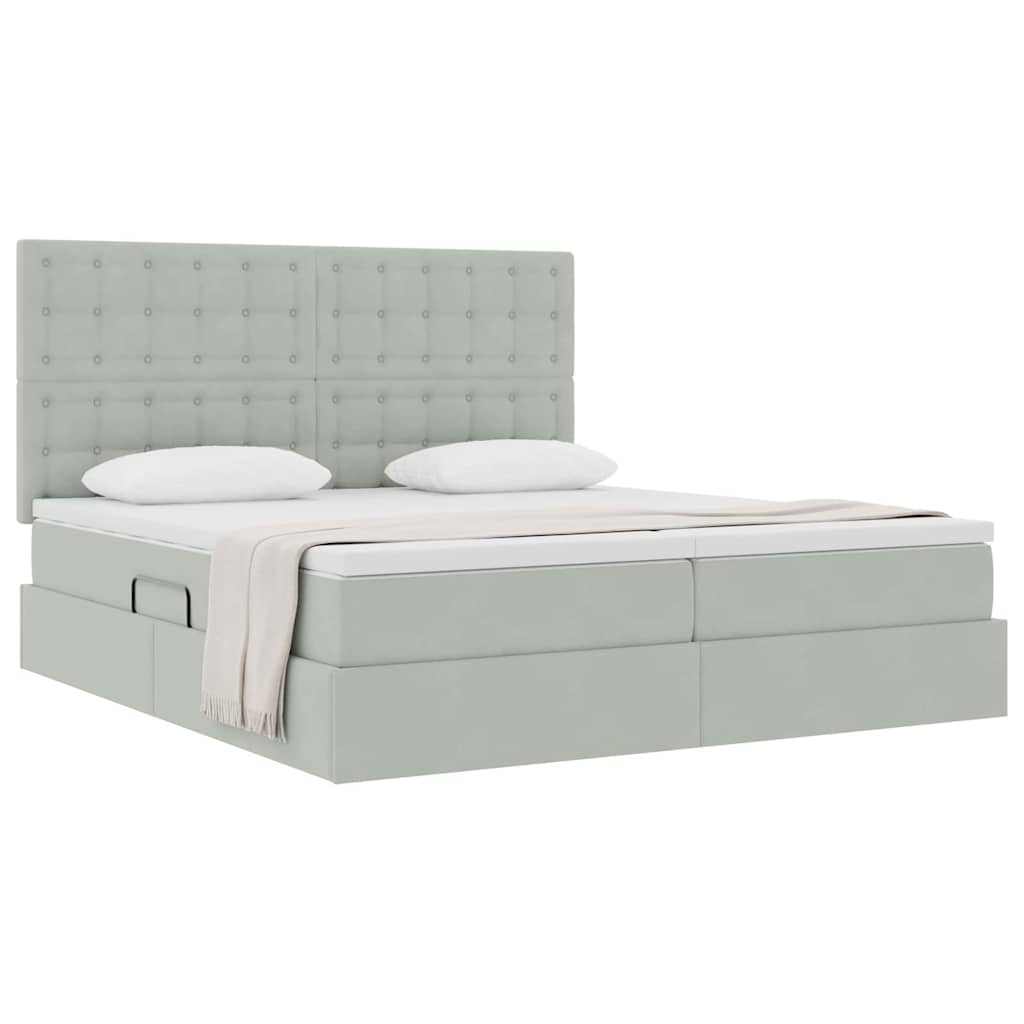 Letto con Contenitore Grigio chiaro 200 x 200 cm Velluto | homemem39