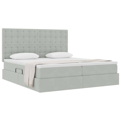 Letto con Contenitore Grigio chiaro 200 x 200 cm Velluto | homemem39