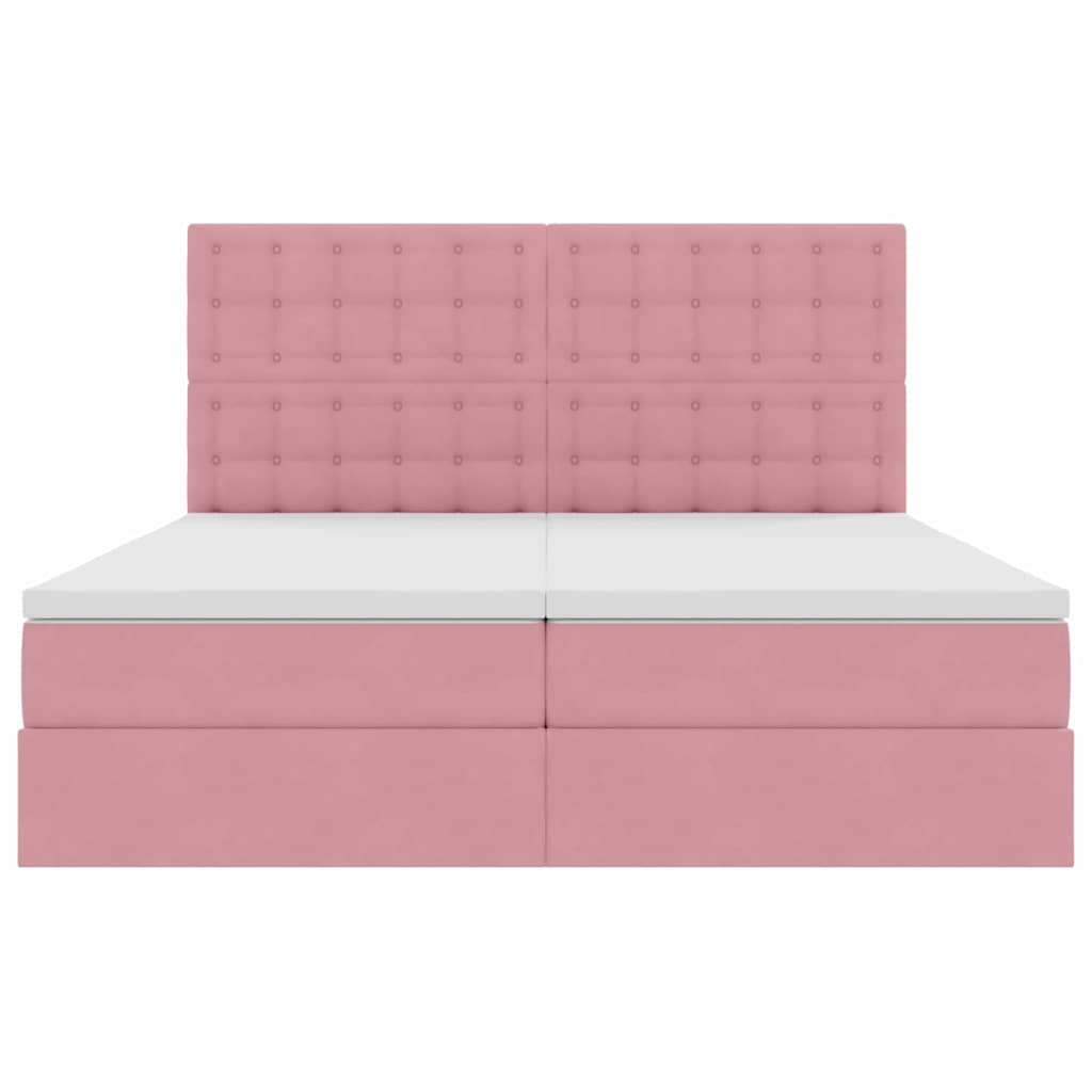 Letto con Contenitore con testiera Rosa 200 x 200 cm Velluto | homemem39