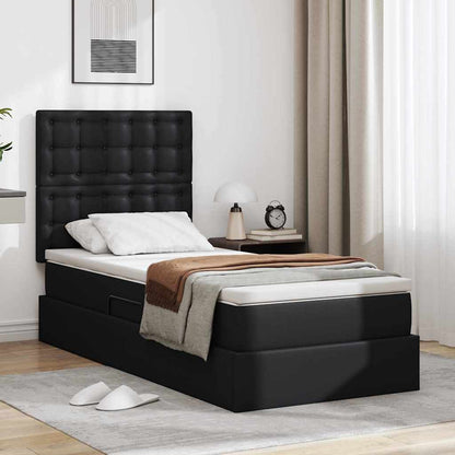 Letto con contenitore e LED Nero 90 x 190 cm Pelle Sintetica | homemem39