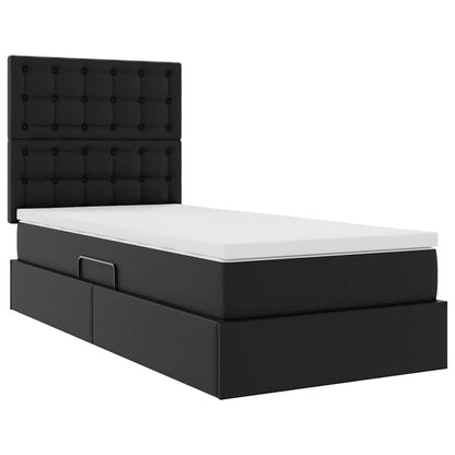 Letto con contenitore e LED Nero 90 x 190 cm Pelle Sintetica | homemem39