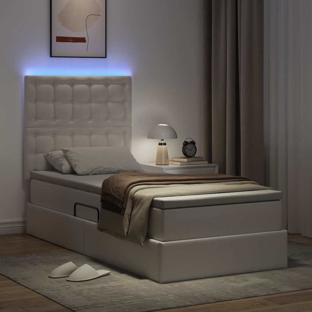 Letto con contenitore e LED Bianco Puro 90 x 190 cm | homemem39