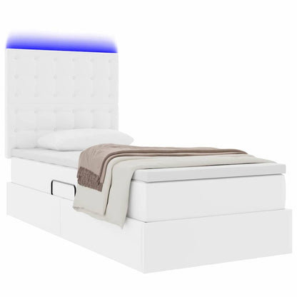 Letto con contenitore e LED Bianco Puro 90 x 190 cm | homemem39
