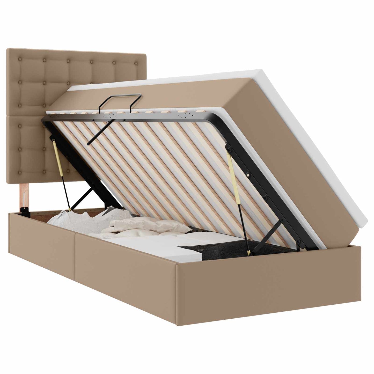 Letto con contenitore e LED con testiera Cappuccino 90 x 190 cm | homemem39
