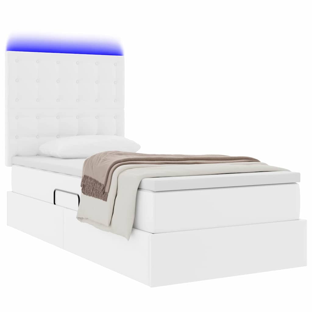 Letto con contenitore e LED Bianco Puro 90 x 200 cm | homemem39
