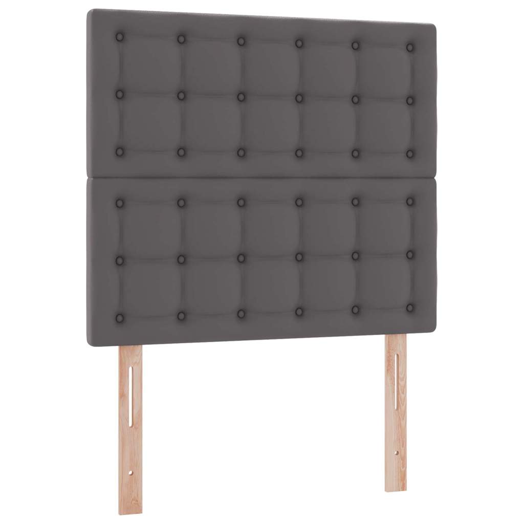 Letto con contenitore e LED Grigio 90 x 200 cm Pelle Sintetica | homemem39