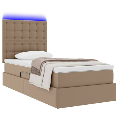 Letto con contenitore e LED con testiera Cappuccino 90 x 200 cm | homemem39