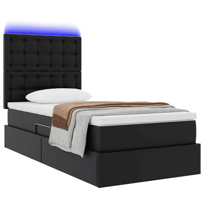 Letto con contenitore e LED Nero 100 x 200 cm Pelle Sintetica | homemem39
