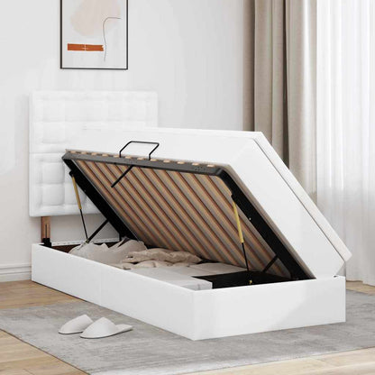 Letto con contenitore e LED Bianco Puro 100 x 200 cm | homemem39