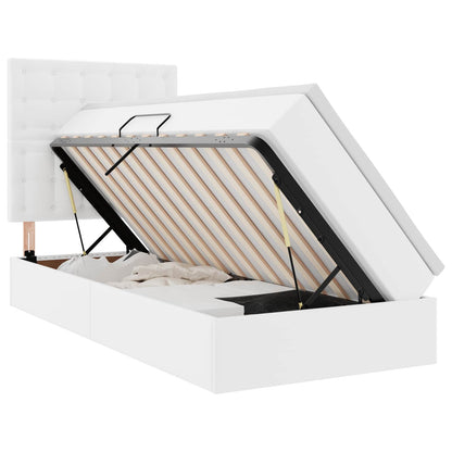 Letto con contenitore e LED Bianco Puro 100 x 200 cm | homemem39