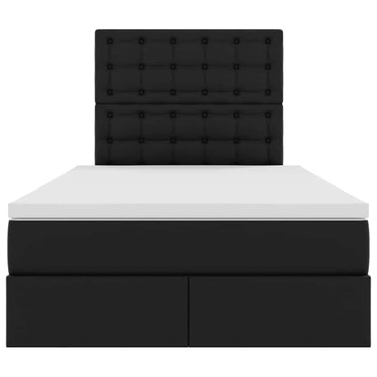 Letto con contenitore e LED Nero 120 x 200 cm Pelle Sintetica