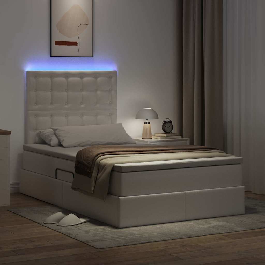 Letto con contenitore e LED Bianco Puro 120 x 200 cm | homemem39