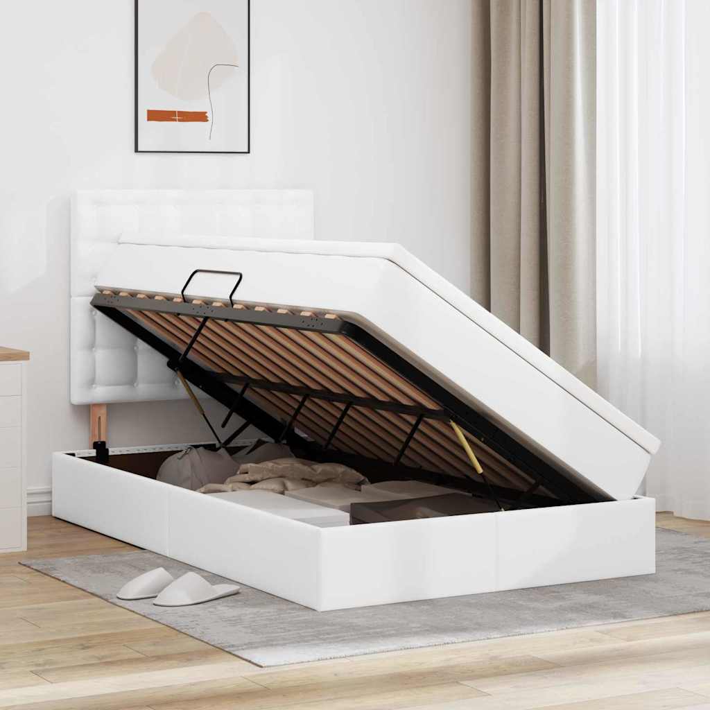 Letto con contenitore e LED Bianco Puro 120 x 200 cm | homemem39