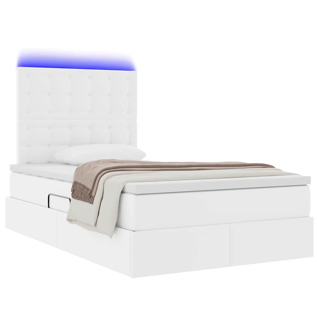 Letto con contenitore e LED Bianco Puro 120 x 200 cm | homemem39