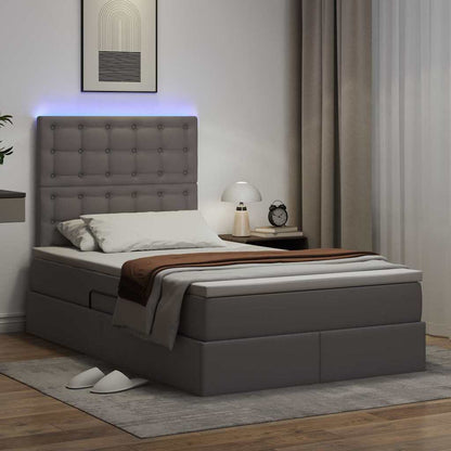 Letto con contenitore e LED Grigio 120 x 200 cm Pelle Sintetica | homemem39