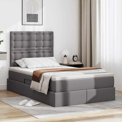 Letto con contenitore e LED Grigio 120 x 200 cm Pelle Sintetica | homemem39