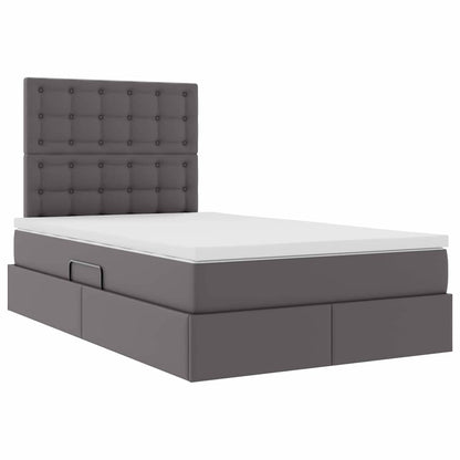 Letto con contenitore e LED Grigio 120 x 200 cm Pelle Sintetica | homemem39